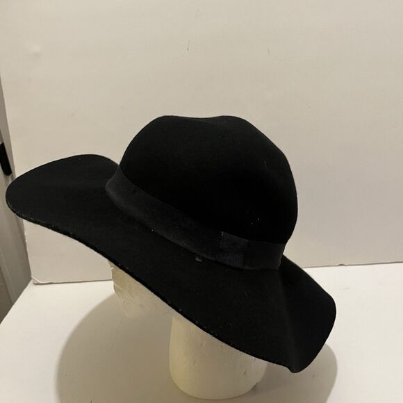 Forever 21 100% Wool Black Wide Brim Hat Floppy Womens Size S/M - Picture 2 of 8